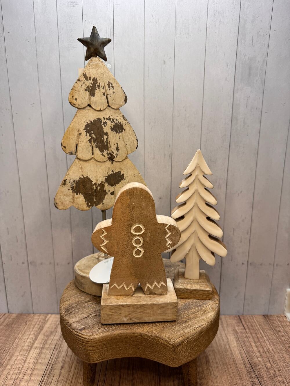 Rustic Christmas Decor Bundle Set of 3 Tree Gingerbread Man Christmas Tree